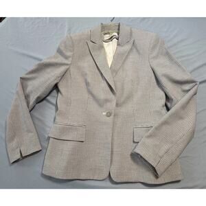 Calvin Klein Blazer Blue White Striped Seer Sucker Classic Single Button Size 2